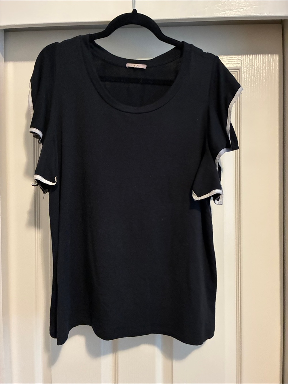 Nordstrom Pleione Black Short Sleeve Top with White Trim